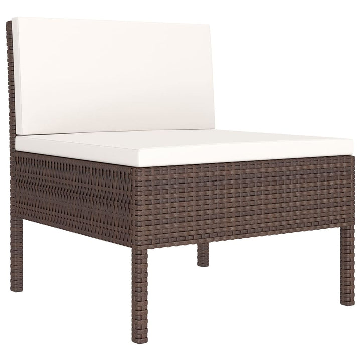 Set Mobilier De Grădină Cu Perne, 8 Piese, Maro, Poliratan