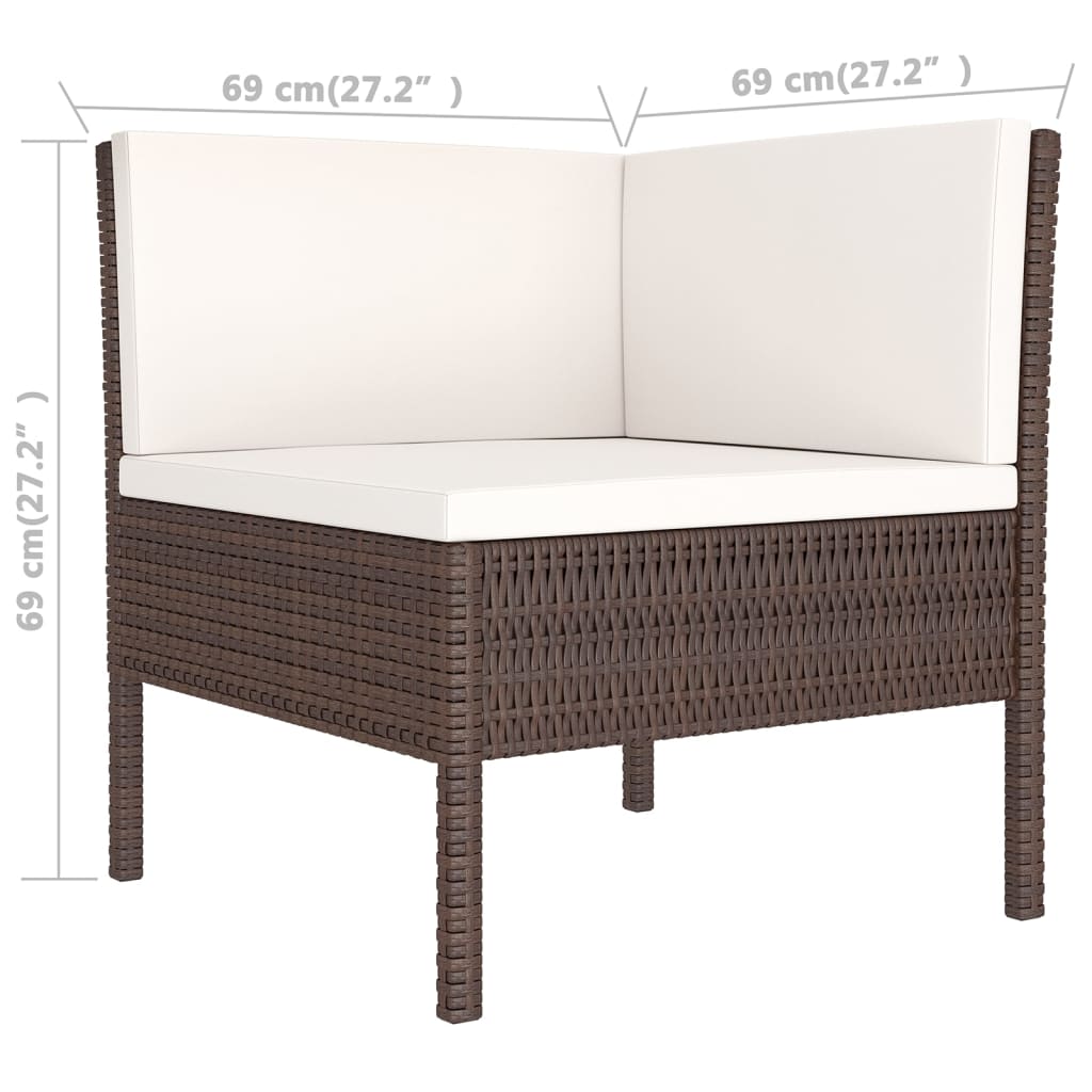 Set Mobilier De Grădină Cu Perne, 8 Piese, Maro, Poliratan