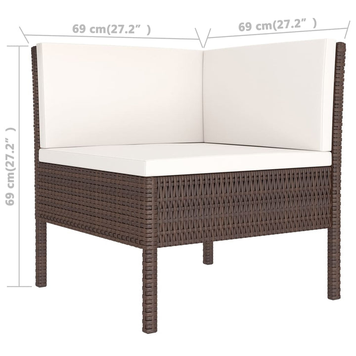 Set Mobilier De Grădină Cu Perne, 8 Piese, Maro, Poliratan