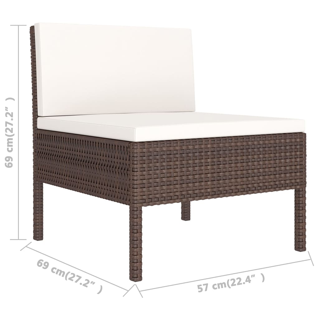 Set Mobilier De Grădină Cu Perne, 8 Piese, Maro, Poliratan