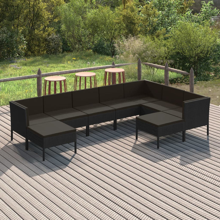 Set Mobilier De Grădină Cu Perne, 5 Piese, Negru, Poliratan