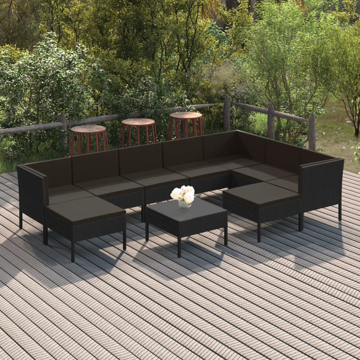 Set Mobilier De Grădină Cu Perne, 5 Piese, Negru, Poliratan