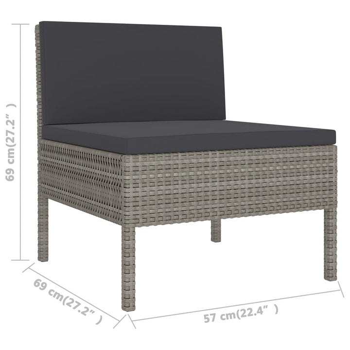 Set Mobilier De Grădină Cu Perne, 10 Piese, Gri, Poliratan