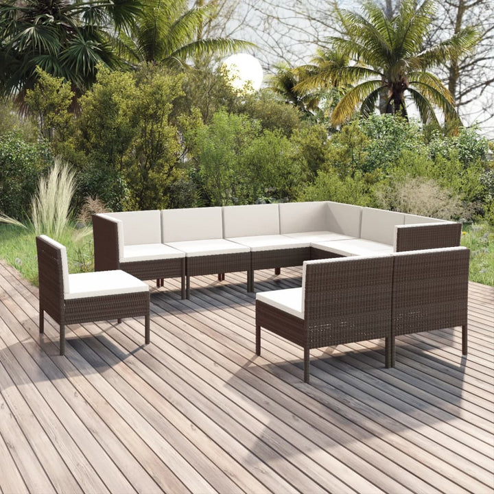 Set Mobilier De Grădină Cu Perne, 5 Piese, Maro, Poliratan