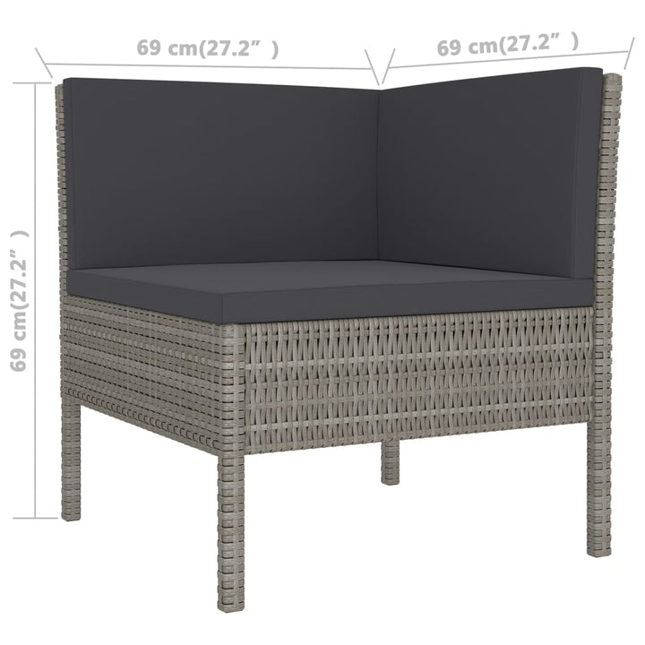 Set Mobilier De Grădină Cu Perne, 11 Piese, Gri, Poliratan