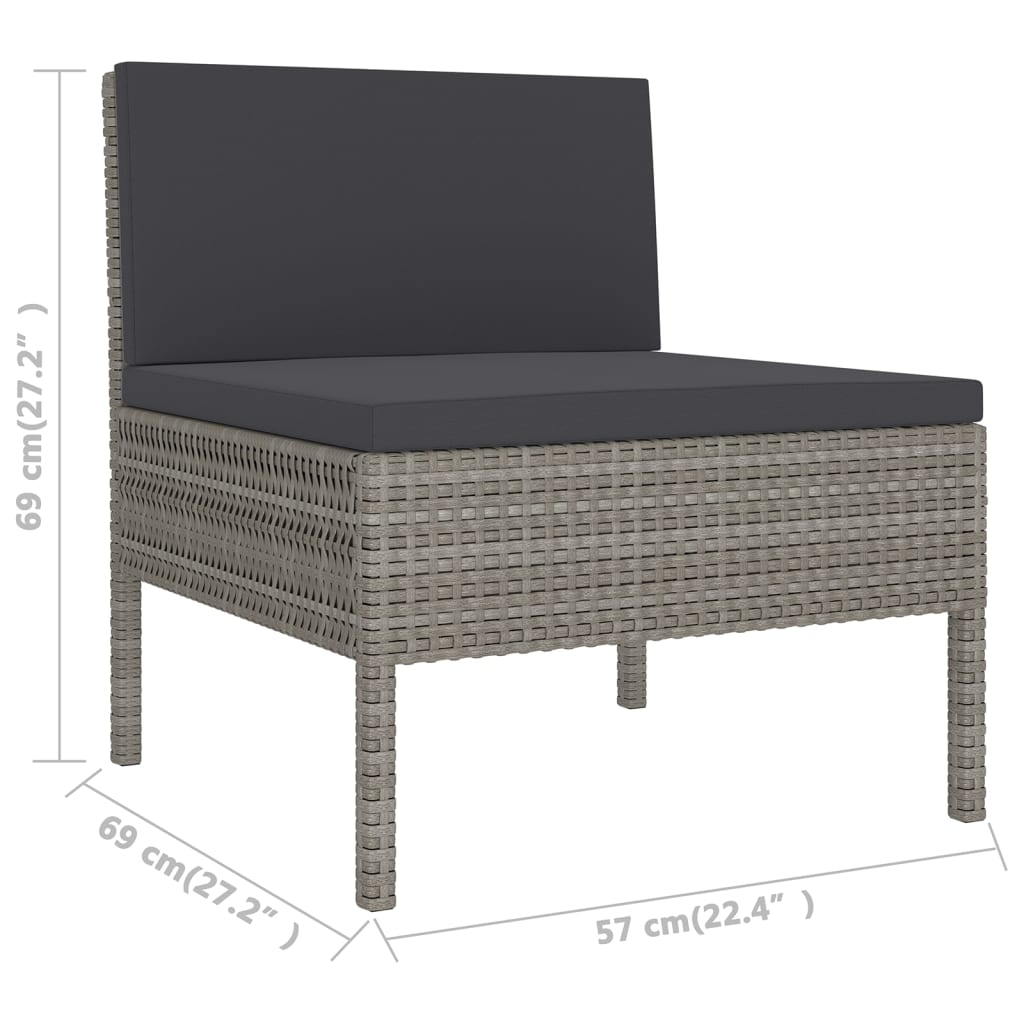Set Mobilier De Grădină Cu Perne, 11 Piese, Gri, Poliratan