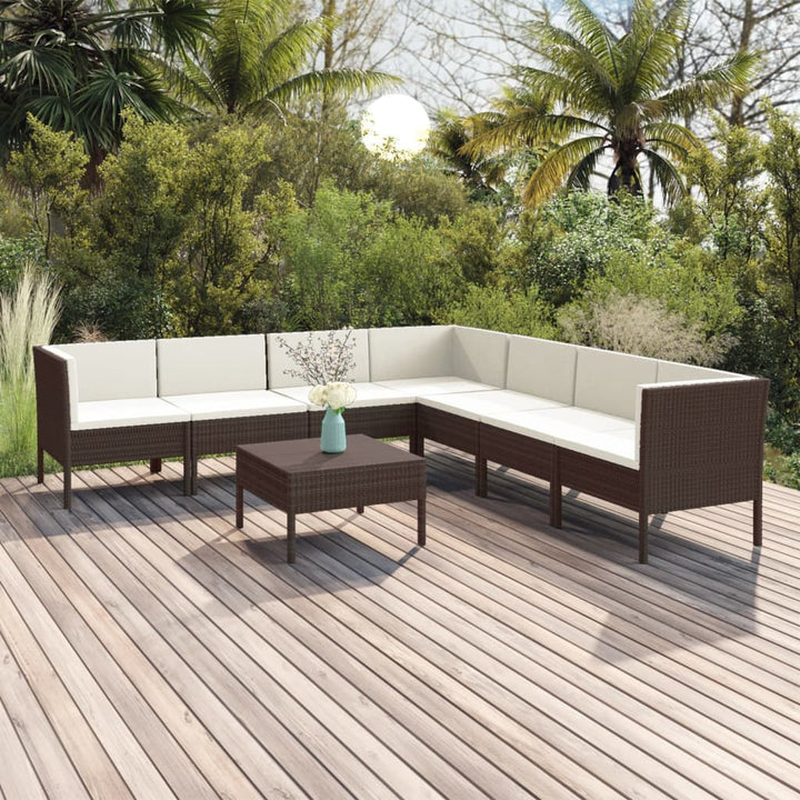 Set Mobilier De Grădină Cu Perne, 5 Piese, Maro, Poliratan