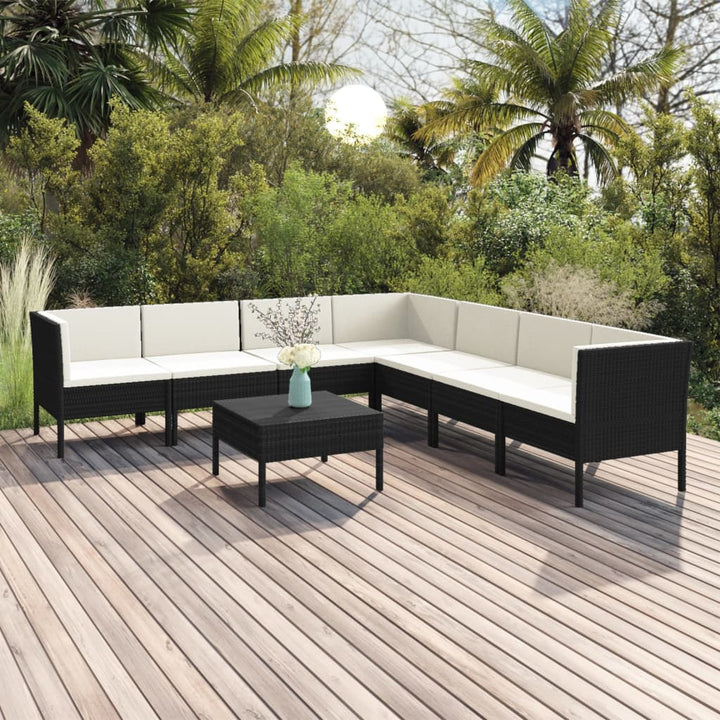 Set Mobilier De Grădină Cu Perne, 6 Piese, Negru, Poliratan