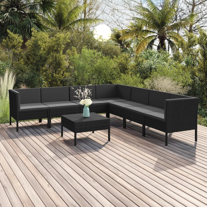 Set Mobilier De Grădină Cu Perne, 5 Piese, Negru, Poliratan