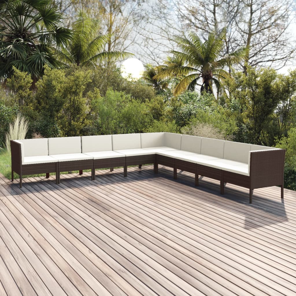 Set Mobilier De Grădină Cu Perne, 5 Piese, Maro, Poliratan
