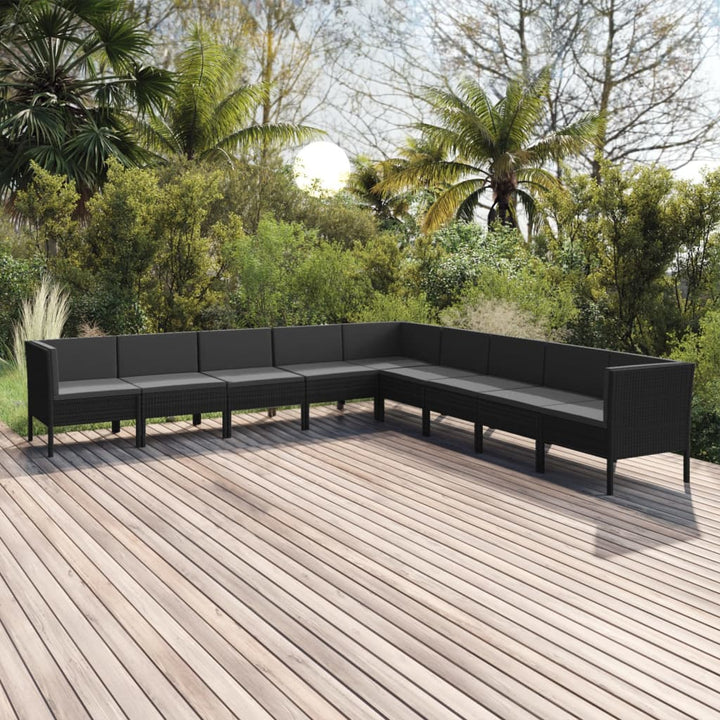 Set Mobilier De Grădină Cu Perne, 5 Piese, Negru, Poliratan