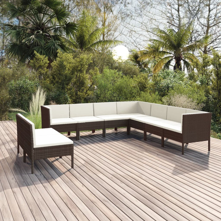 Set Mobilier De Grădină Cu Perne, 5 Piese, Maro, Poliratan