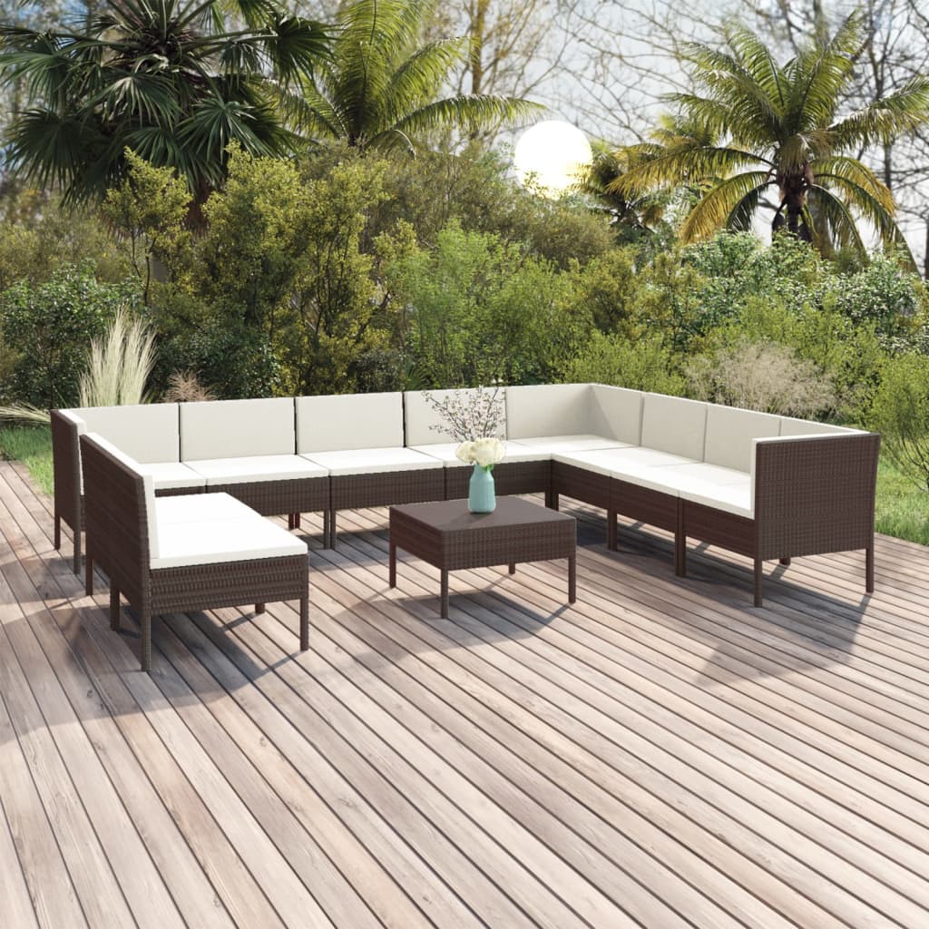 Set Mobilier De Grădină Cu Perne, 5 Piese, Maro, Poliratan