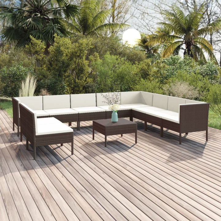 Set Mobilier De Grădină Cu Perne, 5 Piese, Maro, Poliratan