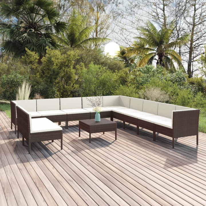 Set Mobilier De Grădină Cu Perne, 5 Piese, Maro, Poliratan