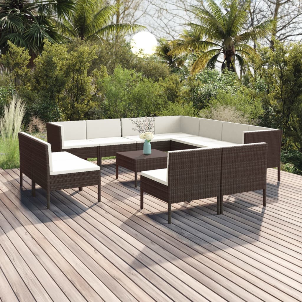 Set Mobilier De Grădină Cu Perne, 5 Piese, Maro, Poliratan