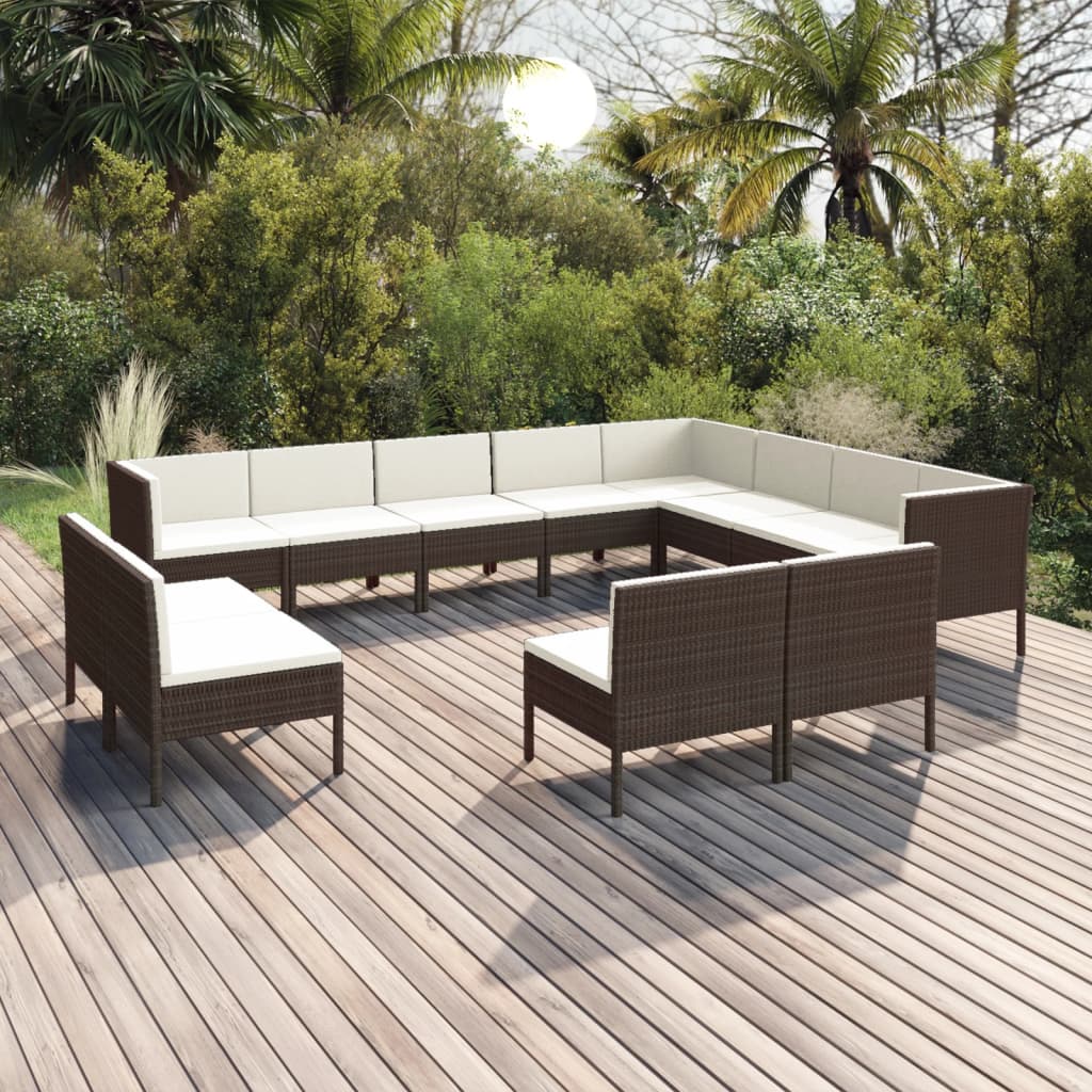Set Mobilier De Grădină Cu Perne, 5 Piese, Maro, Poliratan