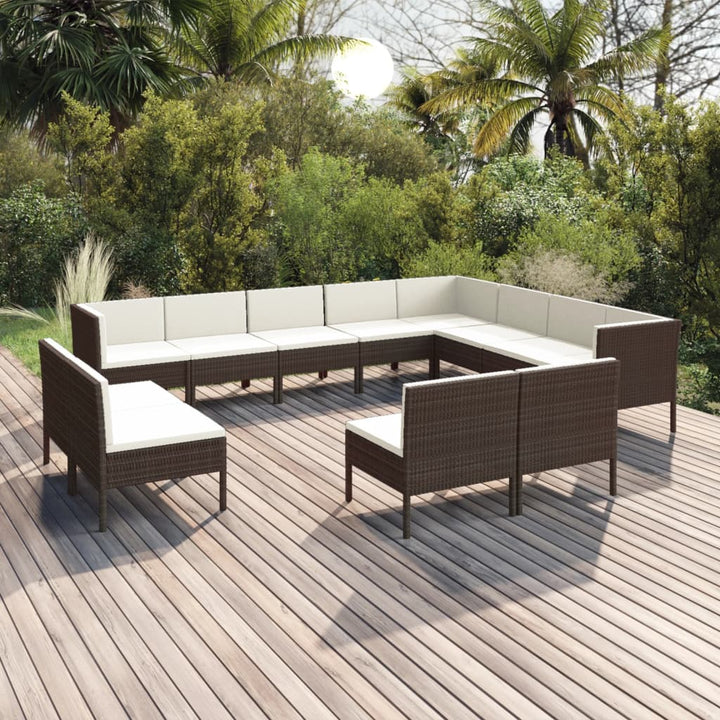 Set Mobilier De Grădină Cu Perne, 5 Piese, Maro, Poliratan