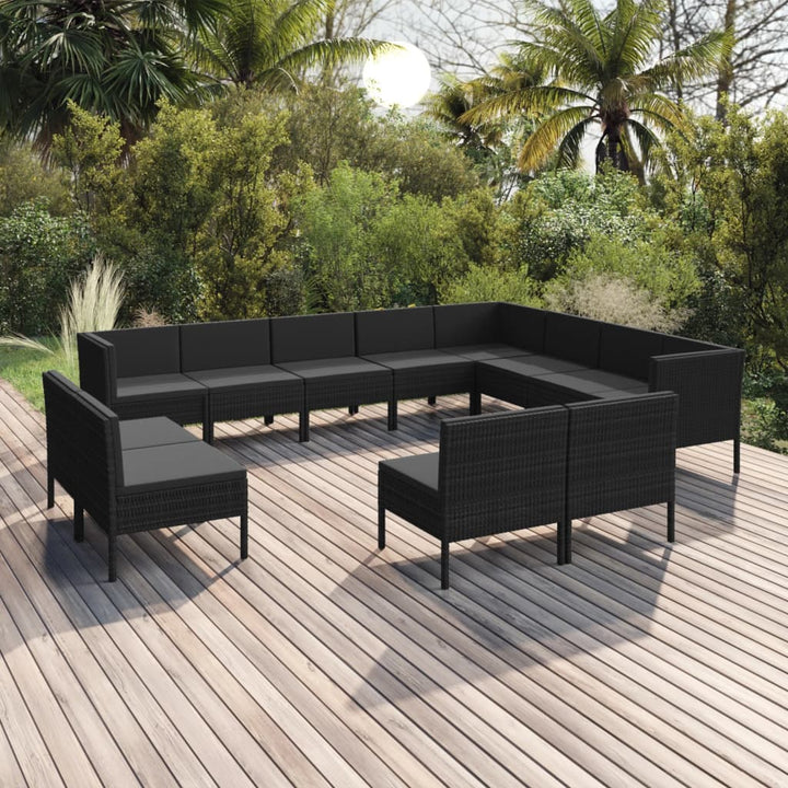 Set Mobilier De Grădină Cu Perne, 5 Piese, Negru, Poliratan