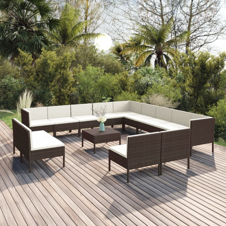 Set Mobilier De Grădină Cu Perne, 5 Piese, Maro, Poliratan