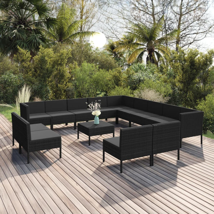 Set Mobilier De Grădină Cu Perne, 5 Piese, Negru, Poliratan