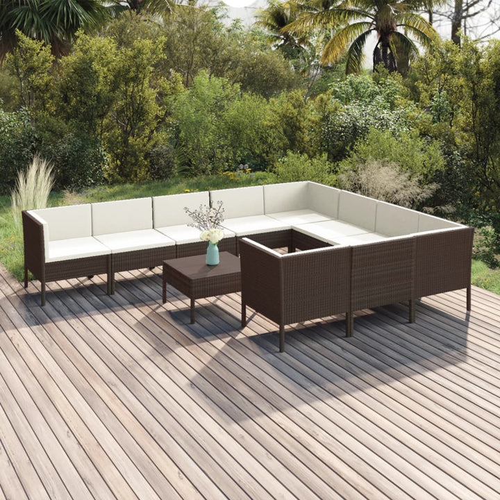 Set Mobilier De Grădină Cu Perne, 5 Piese, Maro, Poliratan