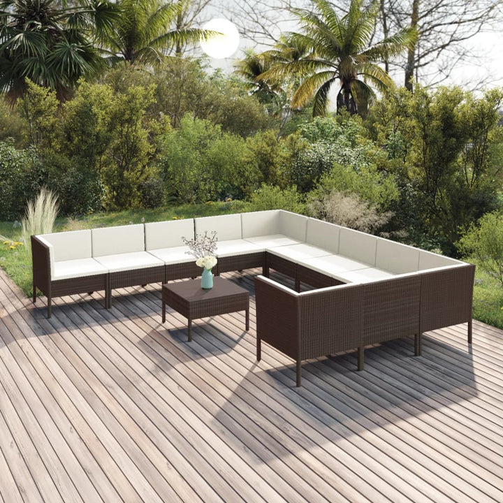 Set Mobilier De Grădină Cu Perne, 5 Piese, Maro, Poliratan