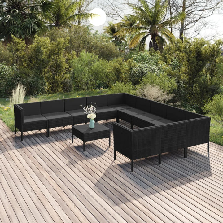 Set Mobilier De Grădină Cu Perne, 5 Piese, Negru, Poliratan