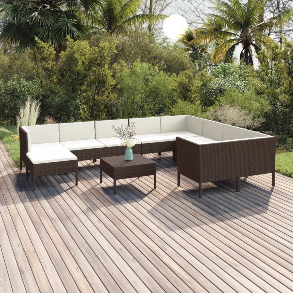 Set Mobilier De Grădină Cu Perne, 5 Piese, Maro, Poliratan