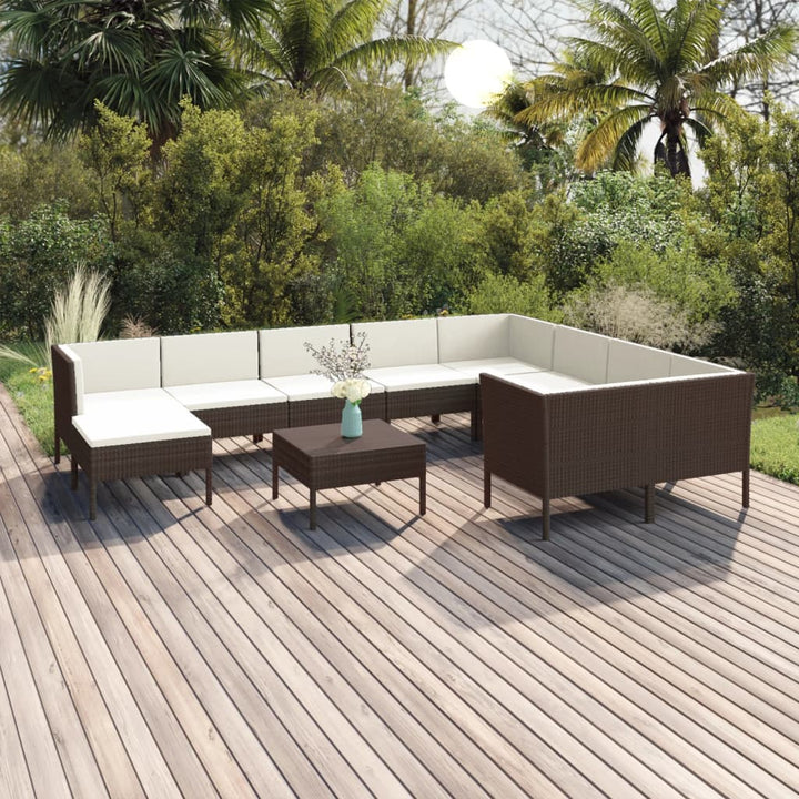 Set Mobilier De Grădină Cu Perne, 5 Piese, Maro, Poliratan