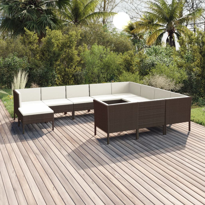 Set Mobilier De Grădină Cu Perne, 5 Piese, Maro, Poliratan