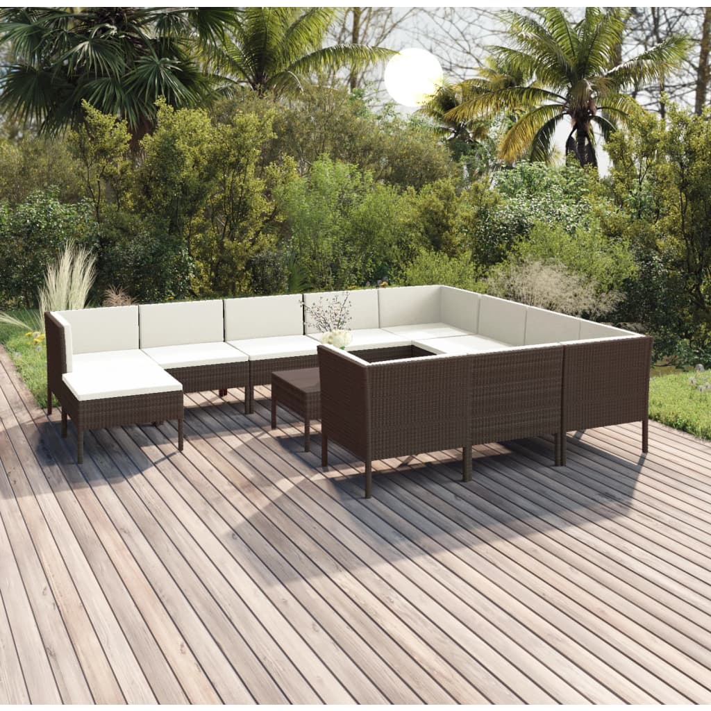 Set Mobilier De Grădină Cu Perne, 5 Piese, Maro, Poliratan