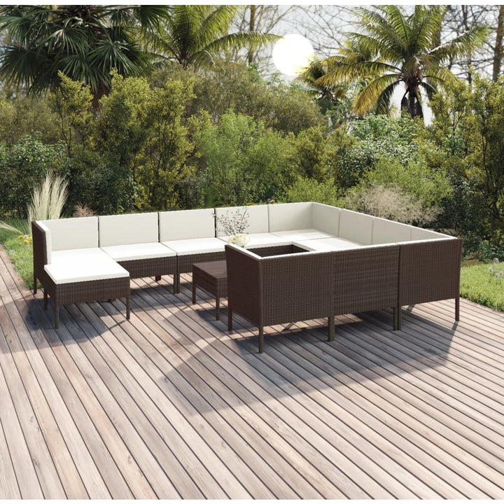 Set Mobilier De Grădină Cu Perne, 5 Piese, Maro, Poliratan