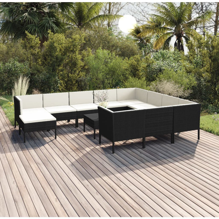 Set Mobilier De Grădină Cu Perne, 6 Piese, Negru, Poliratan
