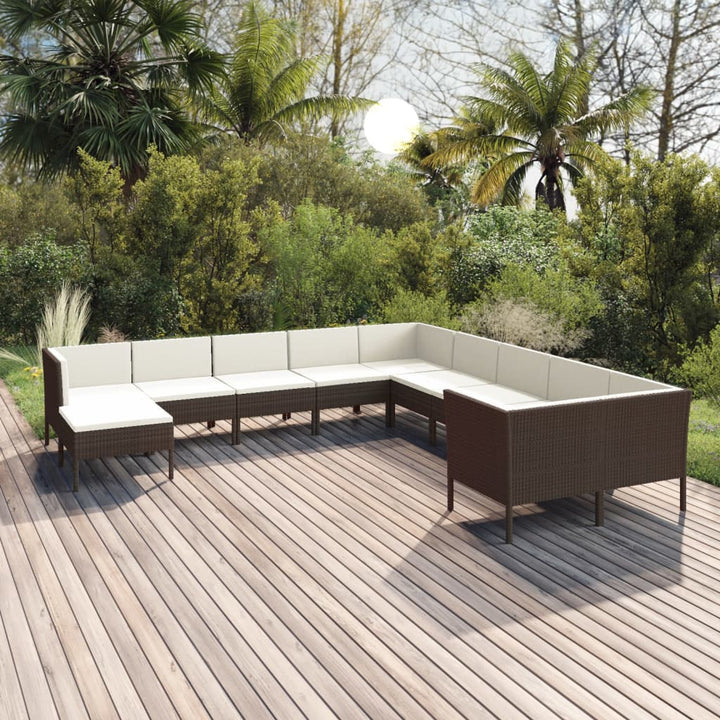 Set Mobilier De Grădină Cu Perne, 5 Piese, Maro, Poliratan
