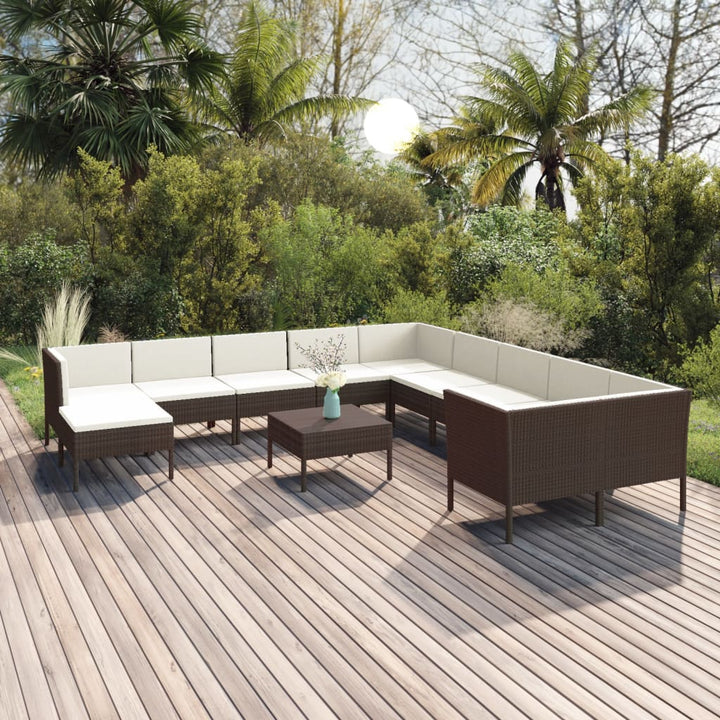 Set Mobilier De Grădină Cu Perne, 5 Piese, Maro, Poliratan