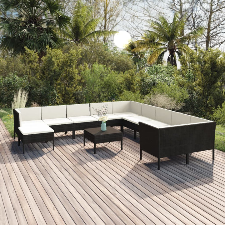 Set Mobilier De Grădină Cu Perne, 6 Piese, Negru, Poliratan