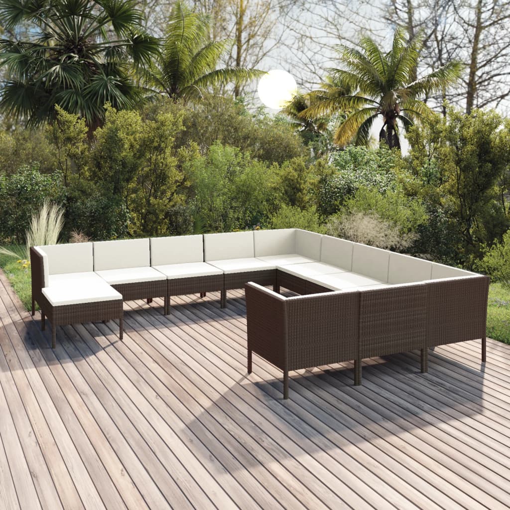 Set Mobilier De Grădină Cu Perne, 5 Piese, Maro, Poliratan