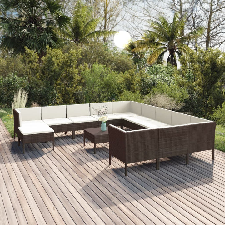 Set Mobilier De Grădină Cu Perne, 5 Piese, Maro, Poliratan