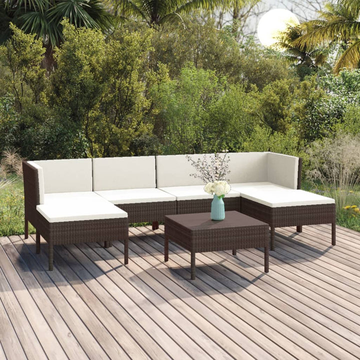 Set Mobilier De Grădină Cu Perne, 5 Piese, Maro, Poliratan