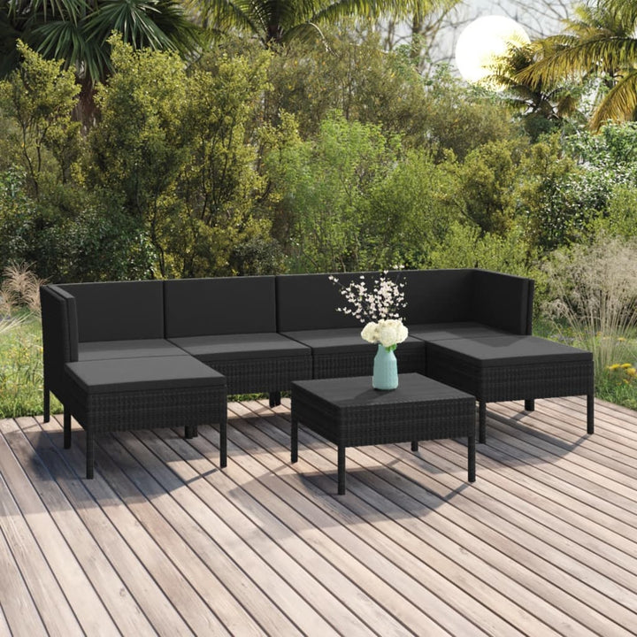 Set Mobilier De Grădină Cu Perne, 5 Piese, Negru, Poliratan