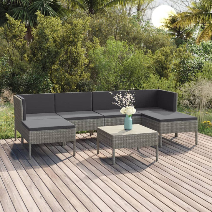 Set Mobilier De Grădină Cu Perne, 11 Piese, Gri, Poliratan