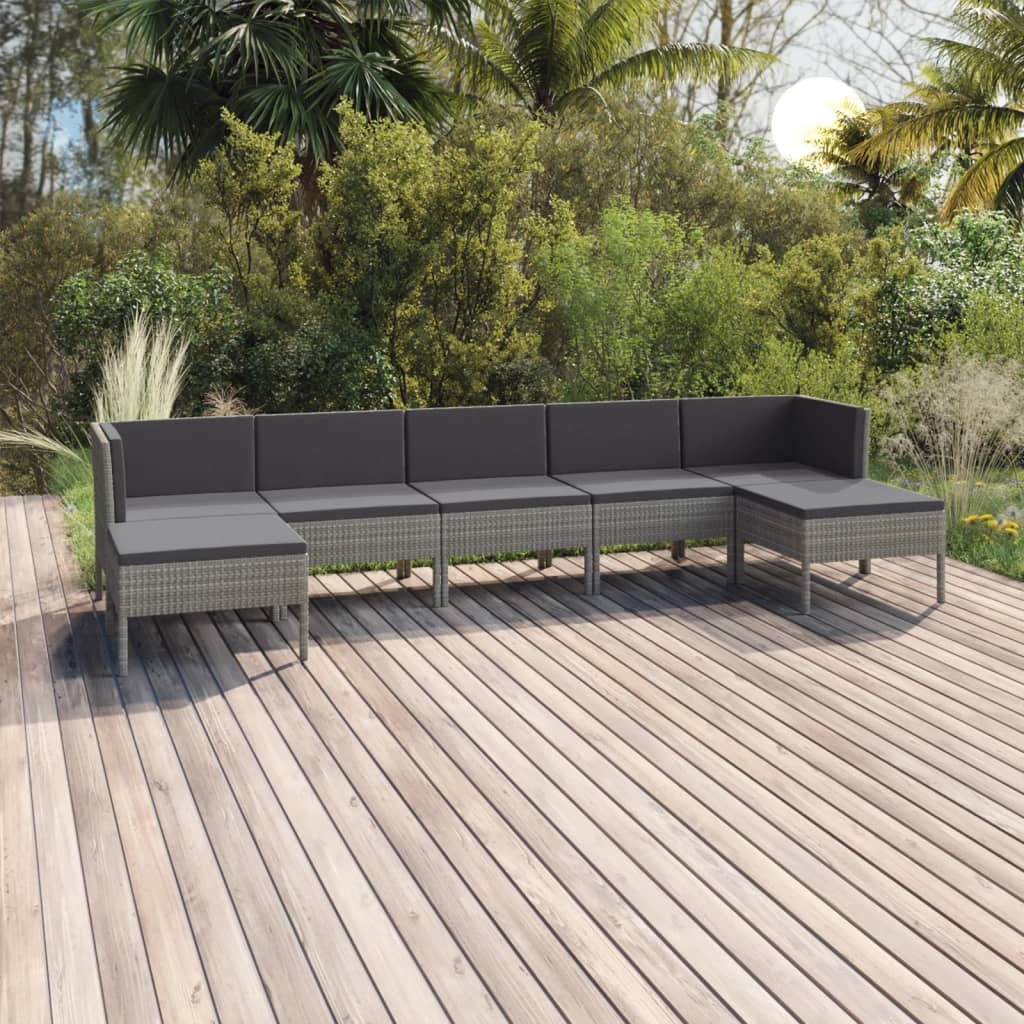 Set Mobilier De Grădină Cu Perne, 11 Piese, Gri, Poliratan