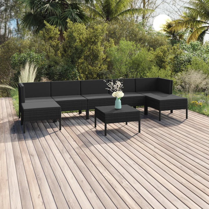 Set Mobilier De Grădină Cu Perne, 5 Piese, Negru, Poliratan