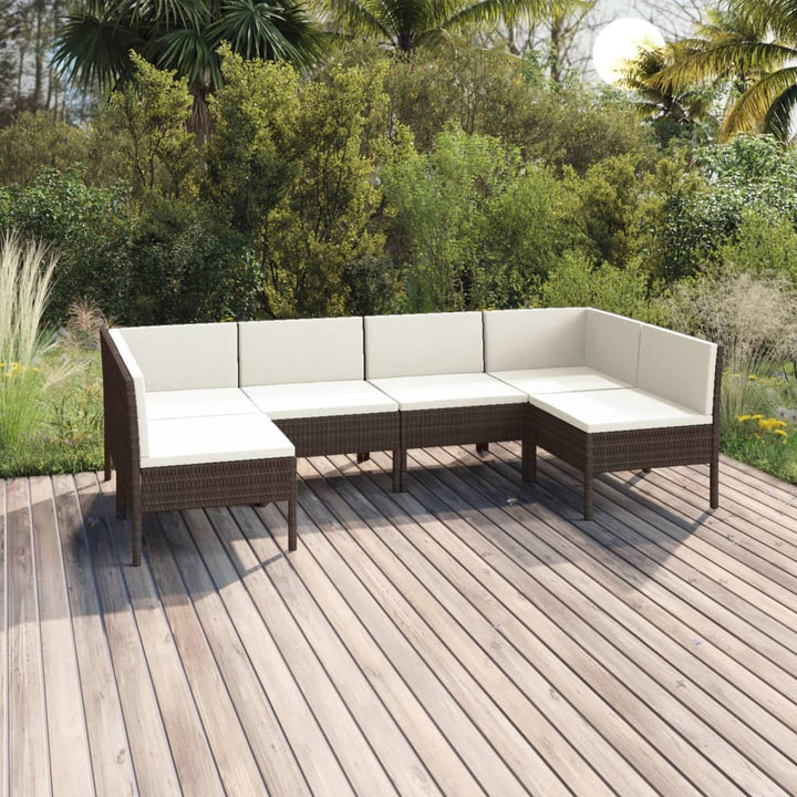 Set Mobilier De Grădină Cu Perne, 8 Piese, Maro, Poliratan