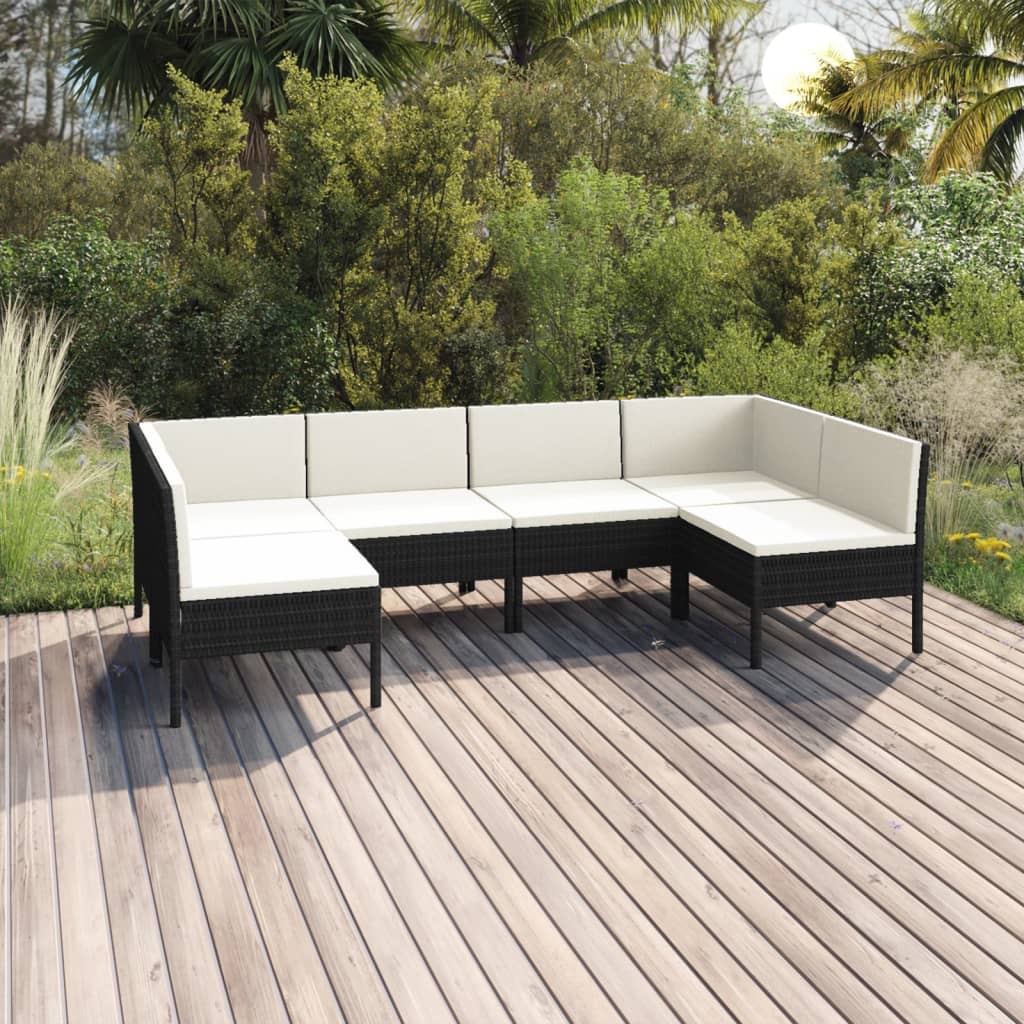 Set Mobilier De Grădină Cu Perne, 9 Piese, Negru, Poliratan
