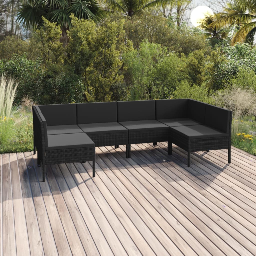Set Mobilier De Grădină Cu Perne, 5 Piese, Negru, Poliratan