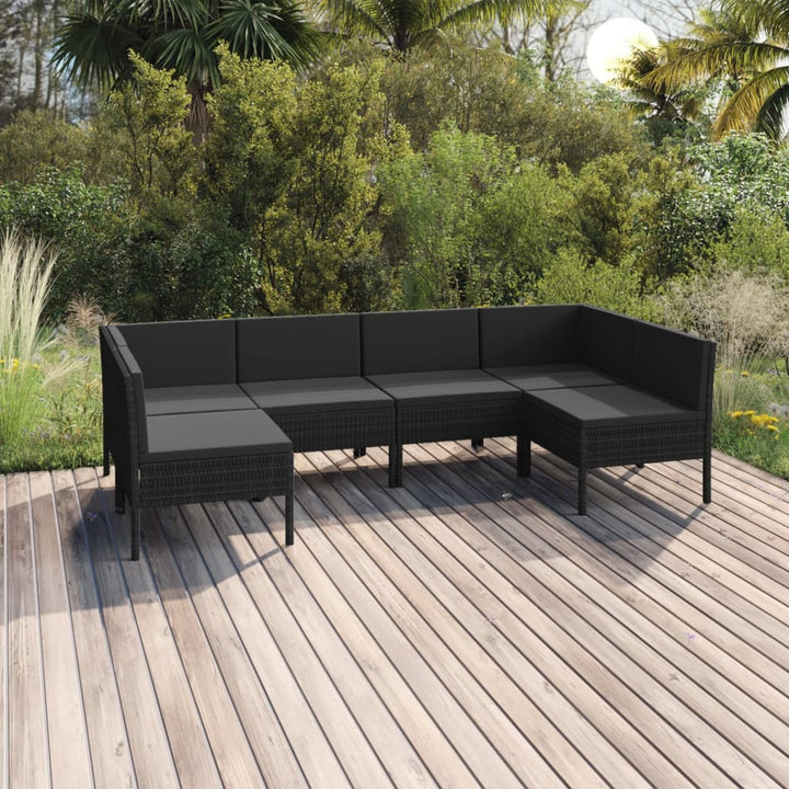 Set Mobilier De Grădină Cu Perne, 5 Piese, Negru, Poliratan