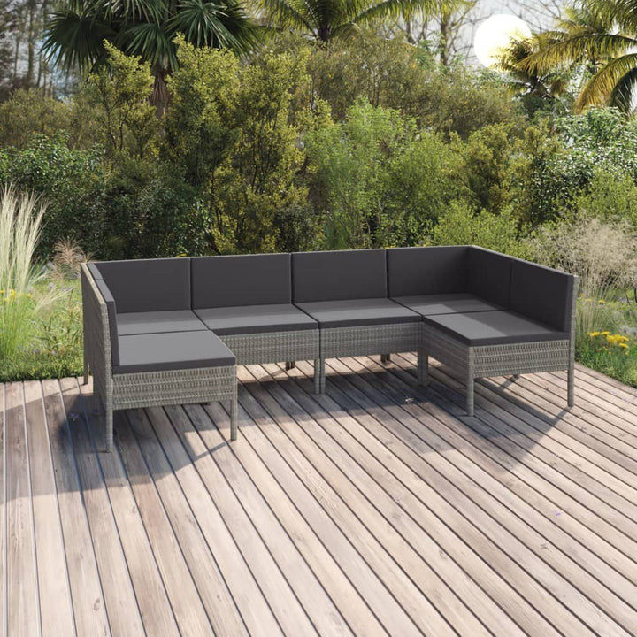 Set Mobilier De Grădină Cu Perne, 10 Piese, Gri, Poliratan