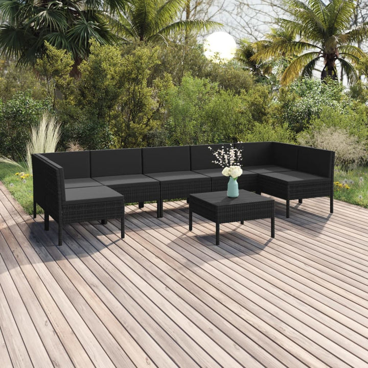 Set Mobilier De Grădină Cu Perne, 5 Piese, Negru, Poliratan